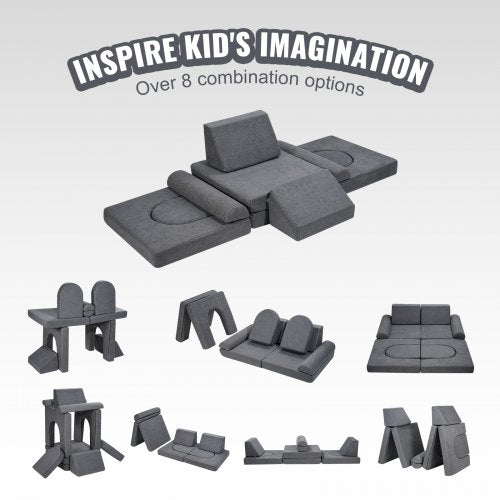 Kids Couch 10Pcs Modular Kids Play Couch Toddler Couch Sofa Bed Kids