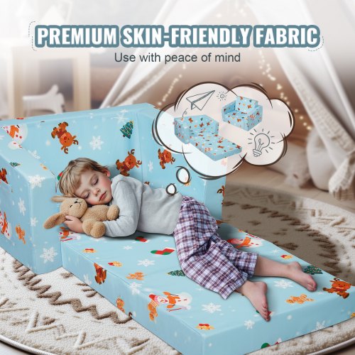 Kids Couch 2in1 Toddler Chairs Comfy Toddler Couch Sofa Bed Fold Out