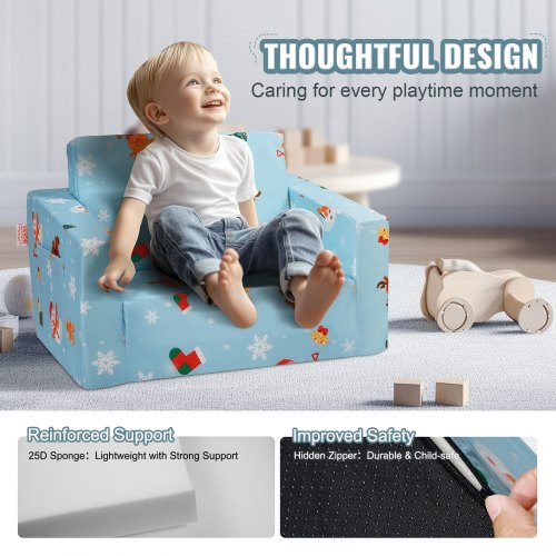 Kids Couch 2in1 Toddler Chairs Comfy Toddler Couch Sofa Bed Fold Out