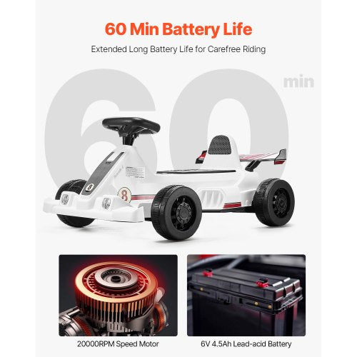 Electric Go Kart 6V 45Ah Battery Pedal Go Kart Portable Outdoor Race Toy
