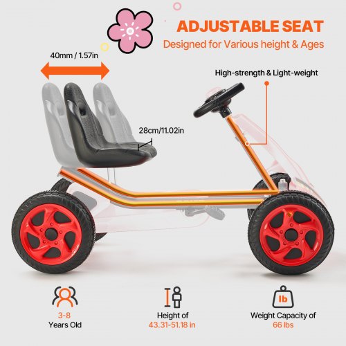 Kids Pedal Go Kart 4 Wheel OffRoad Pedal Go Cart Ride On Toy for Kids