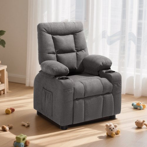 Kids Reclining Chair Toddler Recliner with Cup Holders and Pockets 107° to 126°