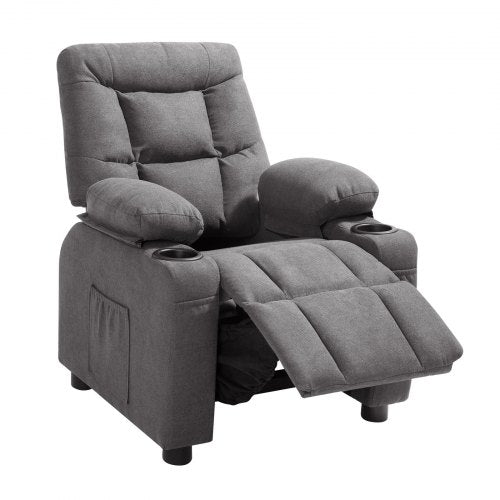 Kids Reclining Chair Toddler Recliner with Cup Holders and Pockets 107° to 126°