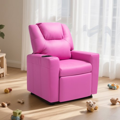 Kids Reclining Chair Toddler Recliner with Cup Holder 101° to 121°