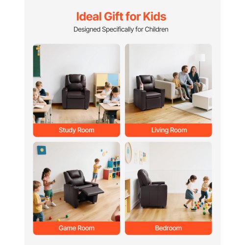 Kids Reclining Chair Toddler Recliner with Cup Holder 101° to 121°