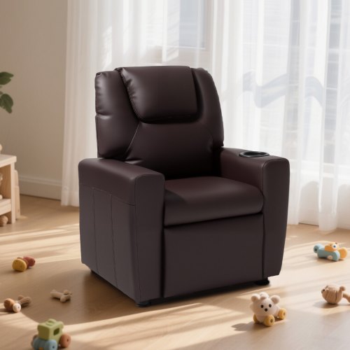 Kids Reclining Chair Toddler Recliner with Cup Holder 101° to 121°