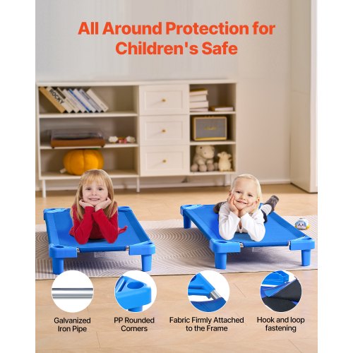 Stackable Kiddie Cot Pack of 4 Portable Toddler Nap Cots Standard Size