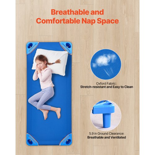 Stackable Kiddie Cot Pack of 4 Portable Toddler Nap Cots Standard Size