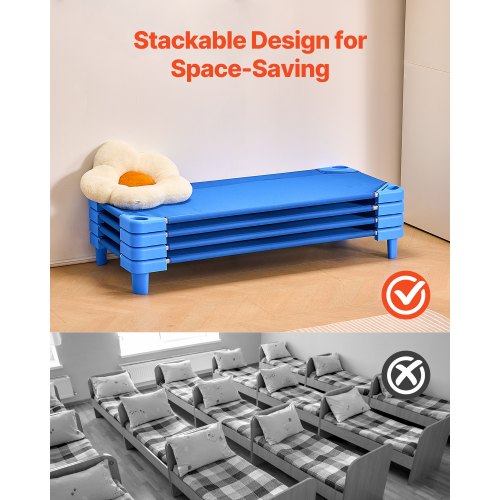 Stackable Kiddie Cot Pack of 4 Portable Toddler Nap Cots Standard Size