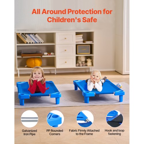 Stackable Kiddie Cot Pack Of 6 Portable Toddler Nap Cots Standard Size 40 L X