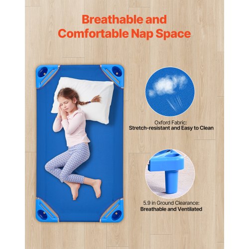 Stackable Kiddie Cot Pack Of 6 Portable Toddler Nap Cots Standard Size 40 L X