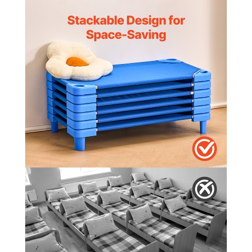 Stackable Kiddie Cot Pack Of 6 Portable Toddler Nap Cots Standard Size 40 L X