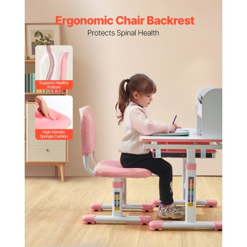 Kids Study Chair and Desk Set Study Desk and Chair for Kids with Bookshelf