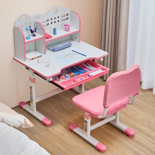 Kids Study Chair and Desk Set Study Desk and Chair for Kids with Bookshelf