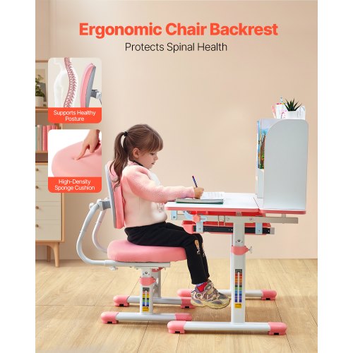 Kids Study Chair and Desk Set Study Desk and Chair for Kids with Bookshelf