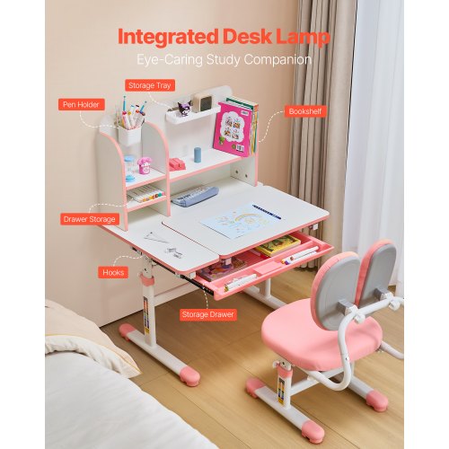 Kids Study Chair and Desk Set Study Desk and Chair for Kids with Bookshelf