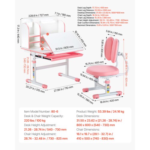 Kids Study Chair and Desk Set Study Desk and Chair for Kids with Bookshelf