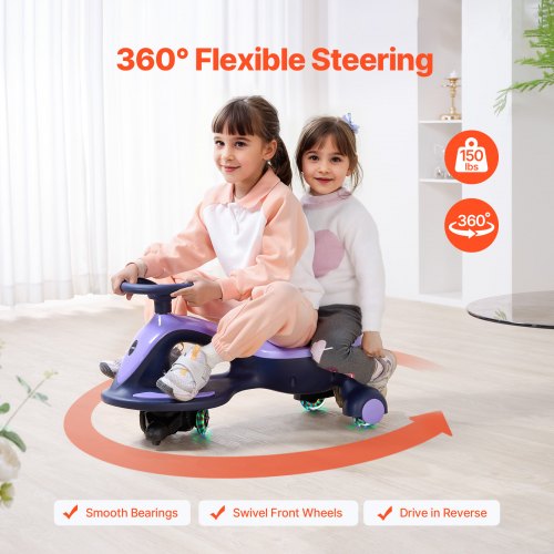 Electric Wiggle Car Load 150 lbs Rechargeable Battery 2 in 1 Swing Car