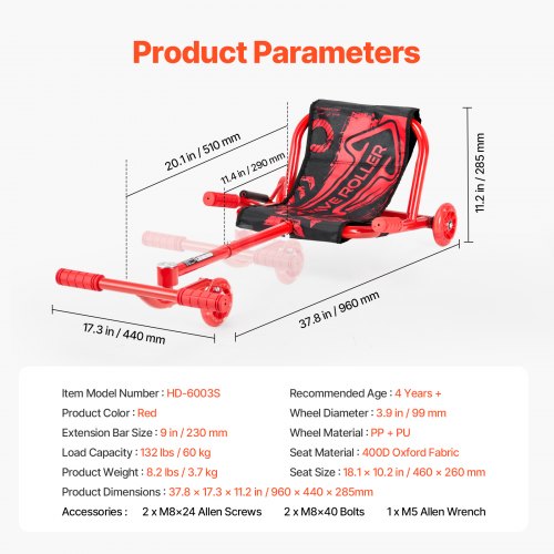 Ride on Scooter Load Capacity of 132 lbs Swing SidetoSide for Amazing