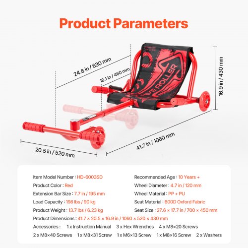 Ride on Scooter Load Capacity of 198 lbs Swing SidetoSide for Amazing