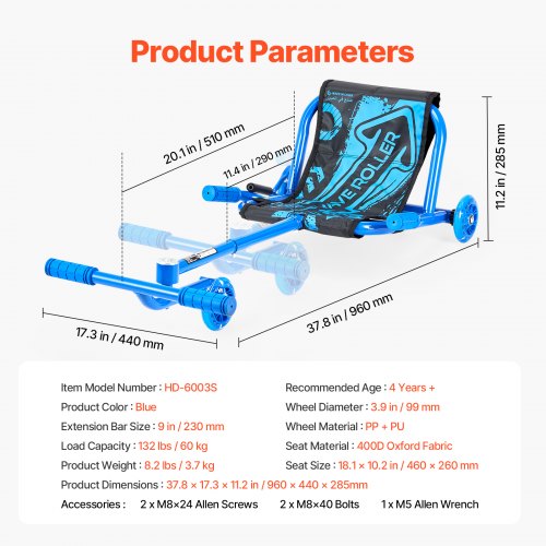 Ride on Scooter Load Capacity of 132 lbs Swing SidetoSide for Amazing