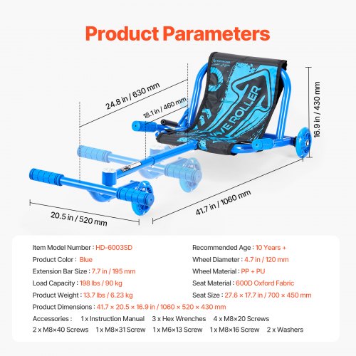 Ride on Scooter Load Capacity of 198 lbs Swing SidetoSide for Amazing