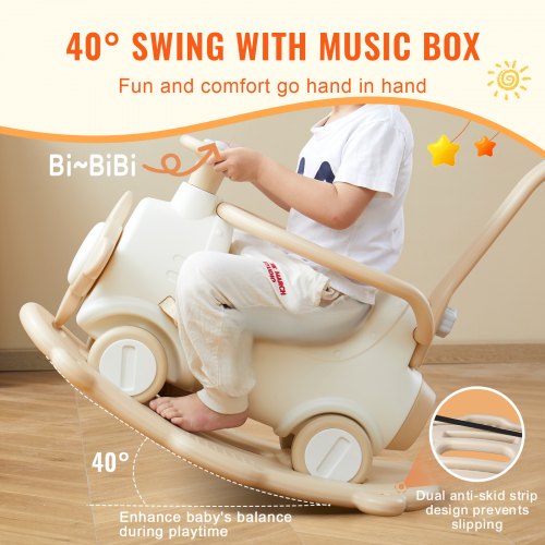 5 in 1 Rocking Horse for Toddlers 13 Years Baby Rocking Horse with Trampoline