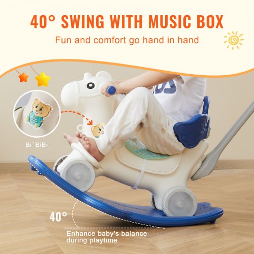 4 in 1 Rocking Horse for Toddlers 13 Years Baby Rocking Horse with Detachable