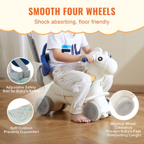 4 in 1 Rocking Horse for Toddlers 13 Years Baby Rocking Horse with Detachable