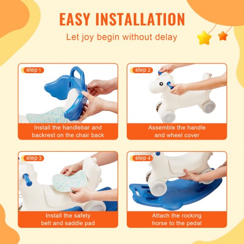 4 in 1 Rocking Horse for Toddlers 13 Years Baby Rocking Horse with Detachable