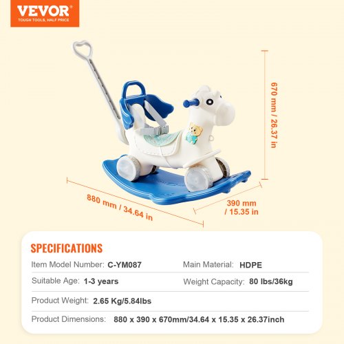 4 in 1 Rocking Horse for Toddlers 13 Years Baby Rocking Horse with Detachable
