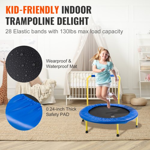 3FT Trampoline for Kids IndoorOutdoor Foldable Baby Toddlers Trampoline