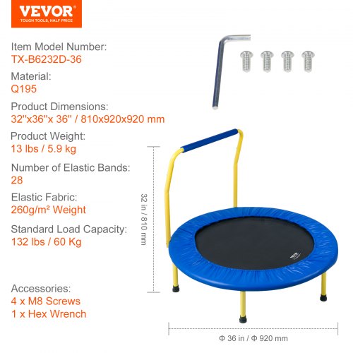 3FT Trampoline for Kids IndoorOutdoor Foldable Baby Toddlers Trampoline