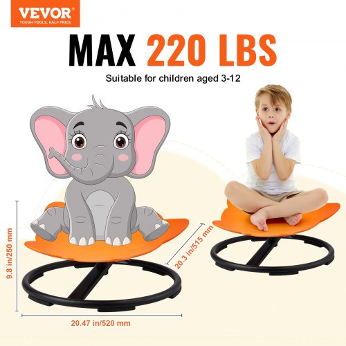 Elephant Kids Swivel Chair 220 LBS Capacity 360° Spinning Chair Autistic