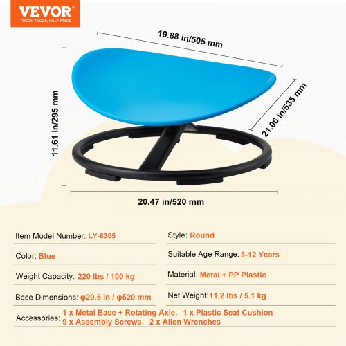 Kids Swivel Chair 220 LBS Capacity Sensory Spinning Chair Autistic Kids