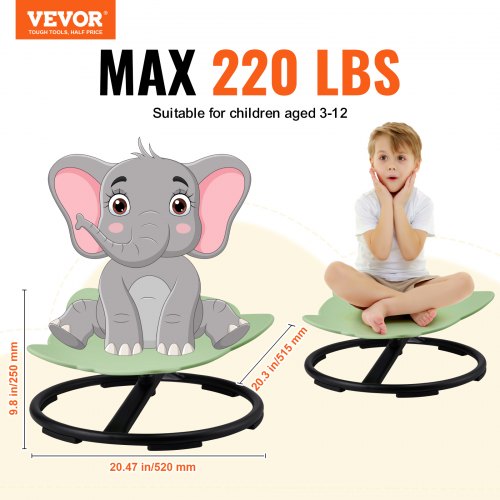 Elephant Kids Swivel Chair 220 LBS Capacity 360° Spinning Chair Autistic