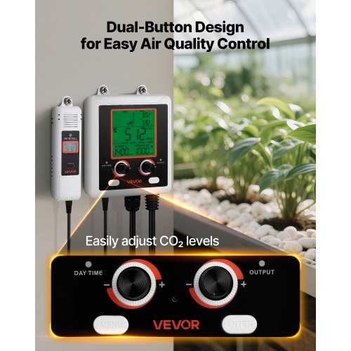 Carbon Dioxide Monitoring Controller Dual Outlets Co2 Meter Monitor Day And