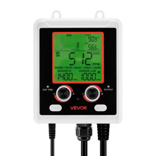 Carbon Dioxide Monitoring Controller Dual Outlets Co2 Meter Monitor Day And