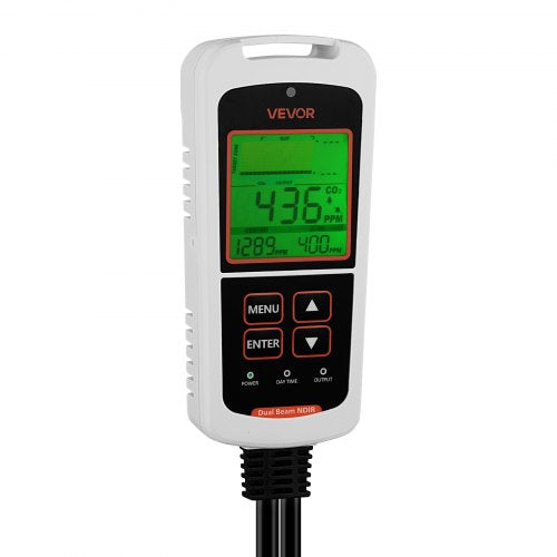 Carbon Dioxide Monitoring Controller Dual Outlets Co2 Monitor Sensor Day And