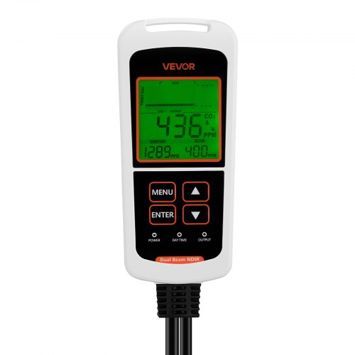 Carbon Dioxide Monitoring Controller Dual Outlets Co2 Monitor Sensor Day And