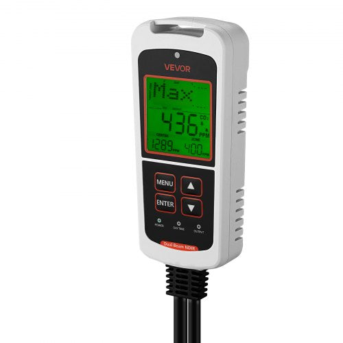 Carbon Dioxide Monitoring Controller Dual Outlets Co2 Monitor Sensor Day And