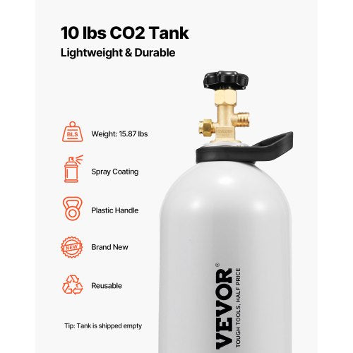 CO2 Tank 10 lbs New Aluminum Alloy Cylinder CO2 Air Tank with Light Spray