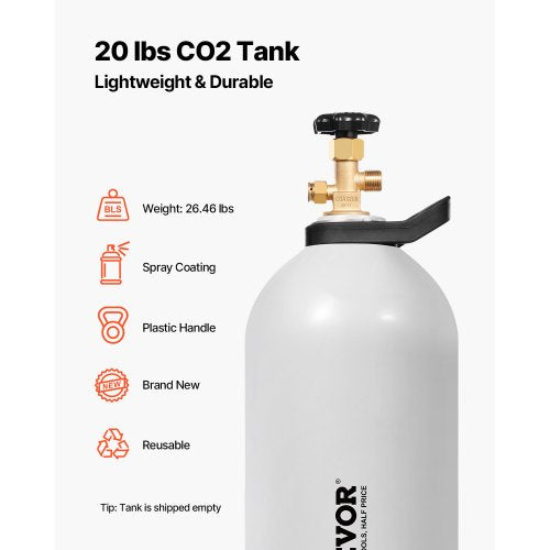 Co2 Tank 20 Lbs New Aluminum Alloy Cylinder Air With Spray Coating Cga320