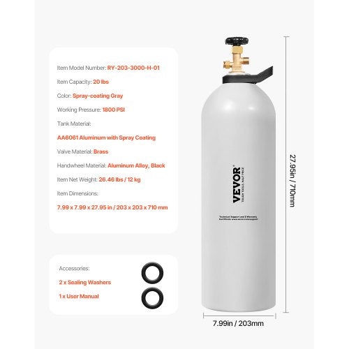 Co2 Tank 20 Lbs New Aluminum Alloy Cylinder Air With Spray Coating Cga320