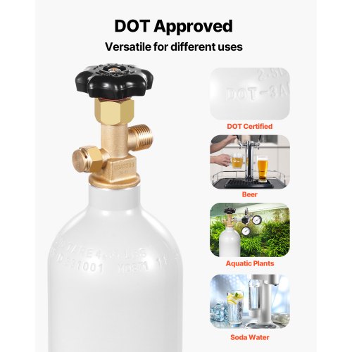 CO2 Tank 2.5 lbs New Aluminum Alloy Cylinder CO2 Air Tank with Light Gray