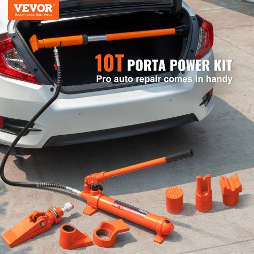 10 Ton Porta Power Kit Portable Hydraulic Jack with 46 ft1.4 m Oil Hose