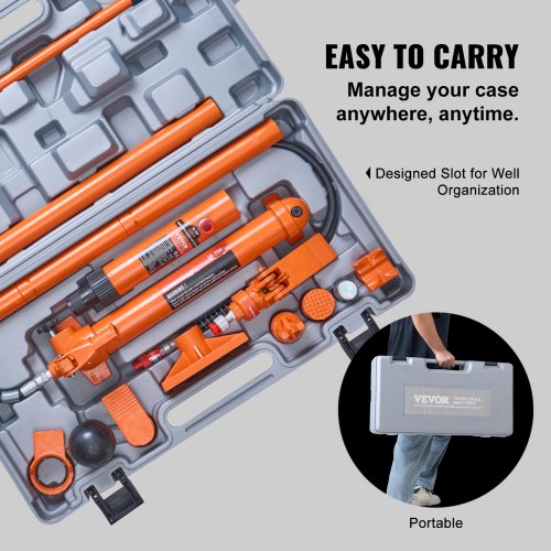 12 Ton Porta Power Kit Portable Hydraulic Jack with 46 ft1.4 m Oil Hose