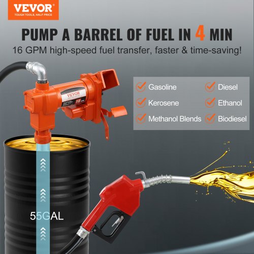 Fuel Transfer Pump 12V DC 16 GPM 14 HP Gasoline Extractor Pump with Automatic