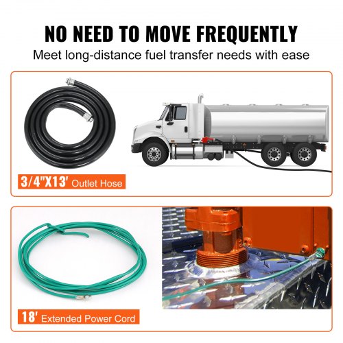 Fuel Transfer Pump 12V DC 16 GPM 14 HP Gasoline Extractor Pump with Automatic