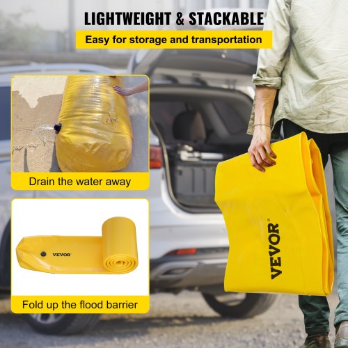 Flood Bag 24 ft Length x 12 in Height Reusable PVC Water Diversion Tubes
